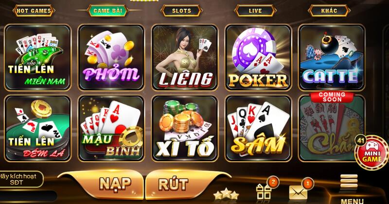 Đa dạng thể loại game bài Top88