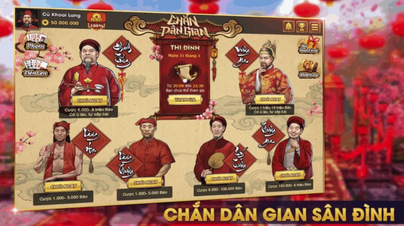 Chắn Sân Đình là trang game đánh bài miễn phí