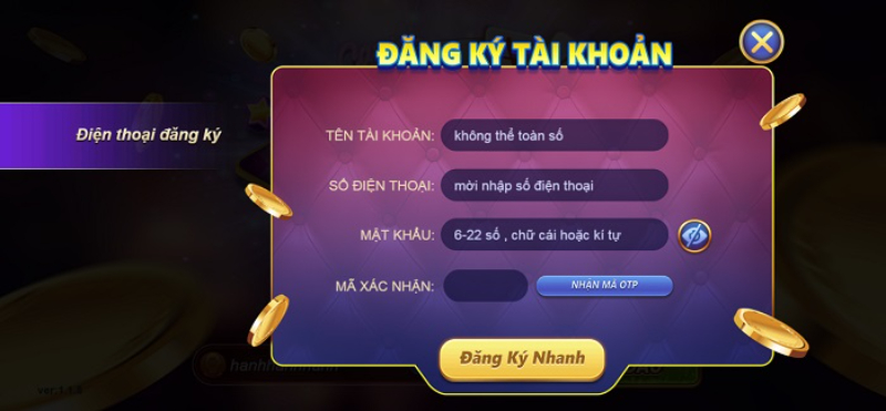 Đăng ký tài khoản trên V99 Win