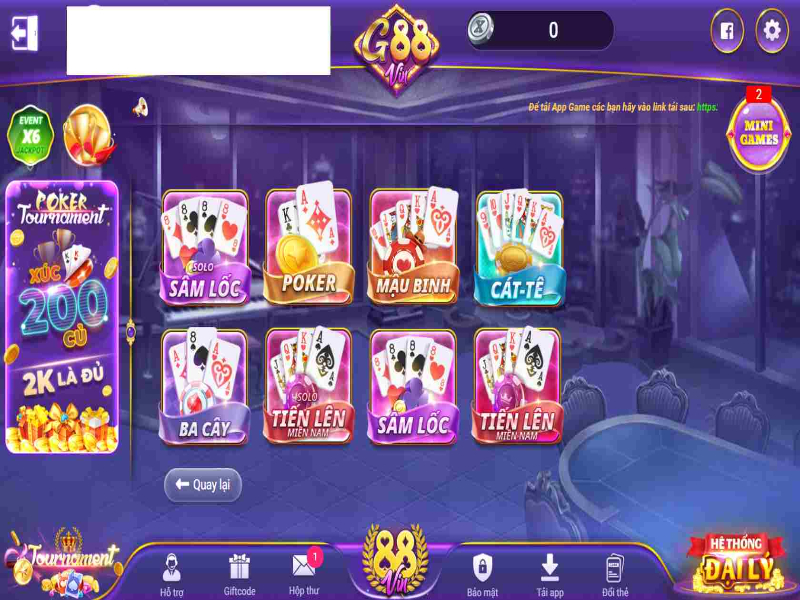 Các trò chơi game bài tại GamVip