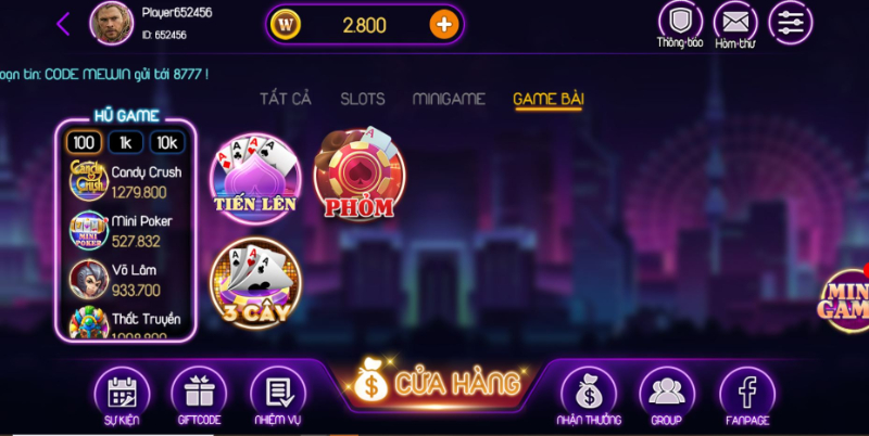 Các game bài tại MeWin Club