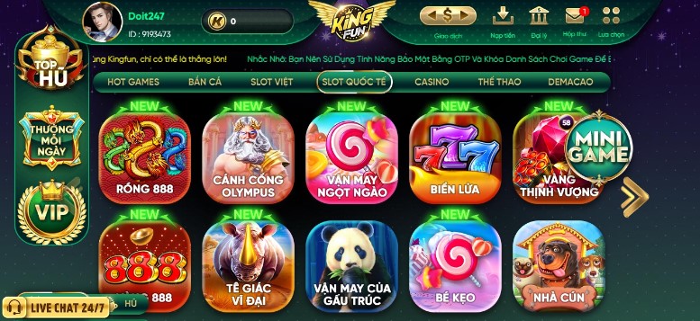 Các thể loại game bài đổi thưởng tại King fun với King88