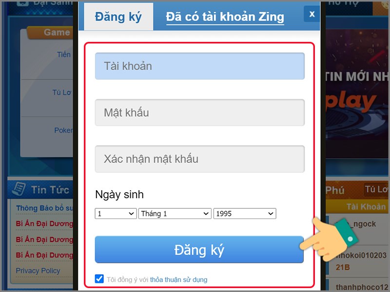 Có thể dùng tài khoản của cá nhân trên MXH 