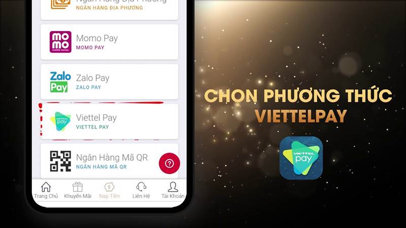 Hãy chọn phương thức nạp tiền phù hợp