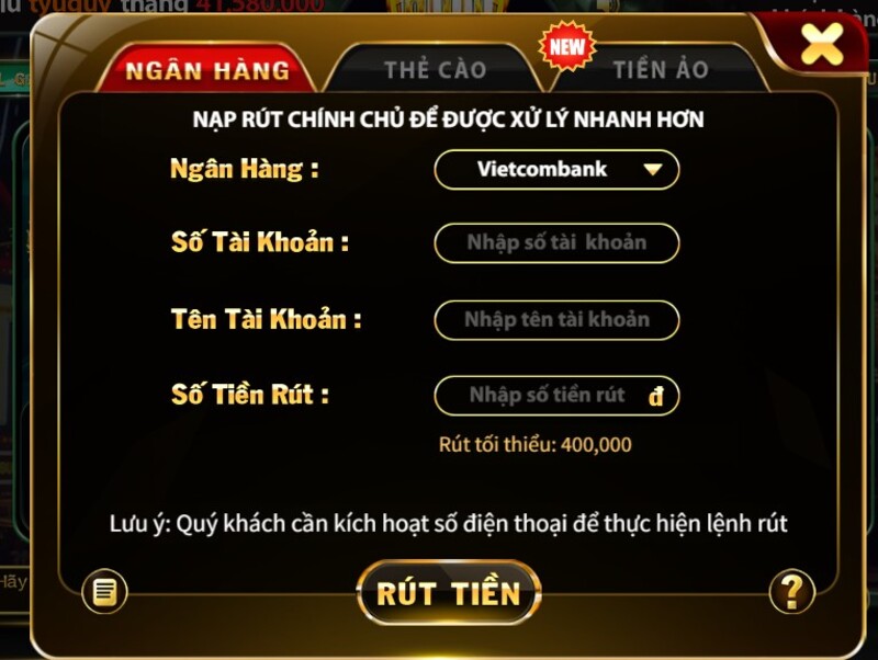 Hướng dẫn rút tiền tại game bài Hit Club