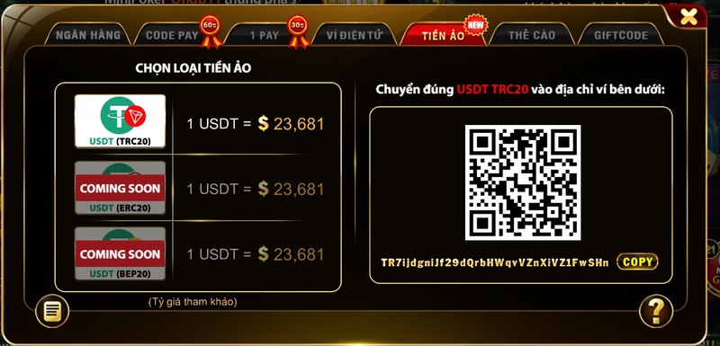 Nạp tiền Hit Club qua 1PAY