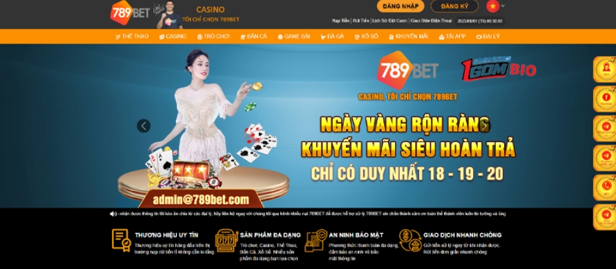 Giao diện của 789 bet màu vàng cam ấm và hút mắt